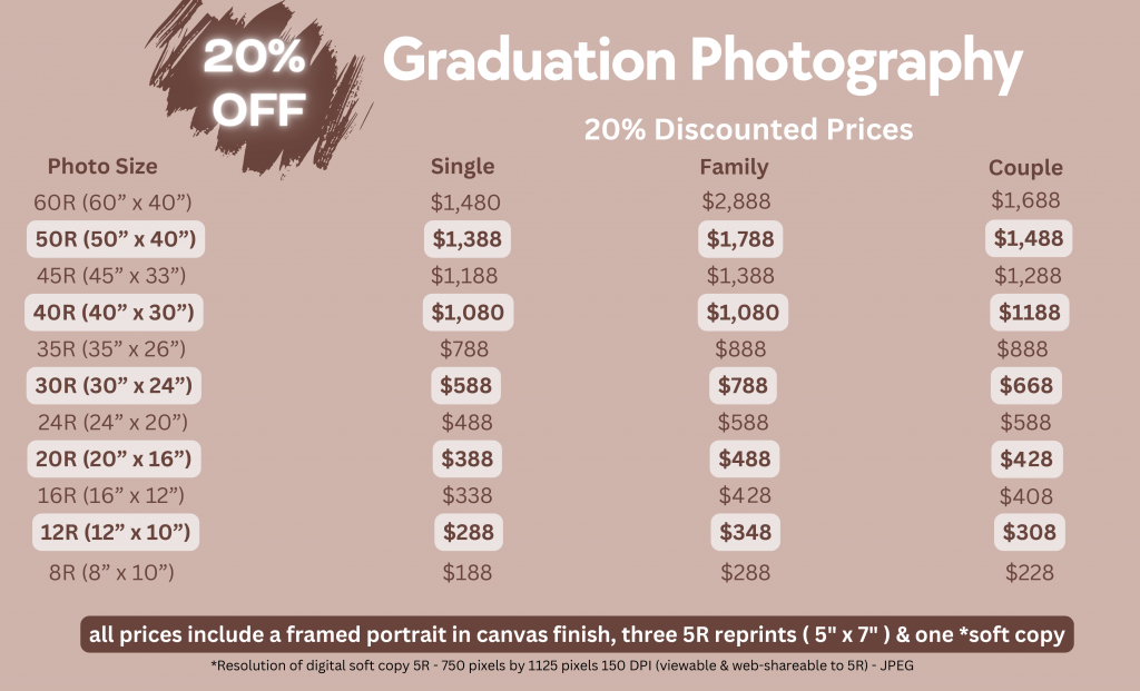 Graduation Photography Promotion Rates 2023